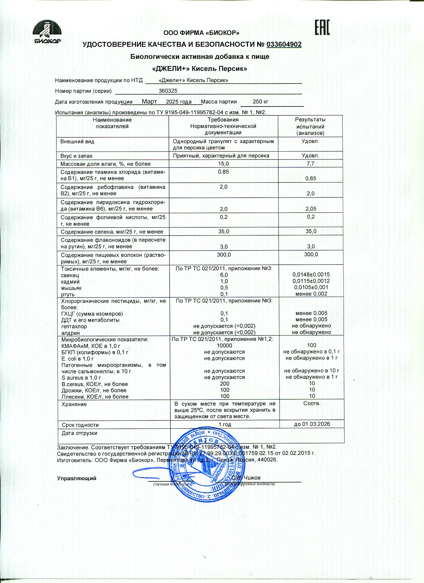 Паспорт №032025